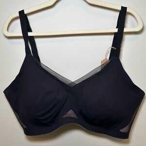 Honeylove Sculptwire Mesh Support Bra Black Tan 2X Shapewear Wireless Plus Size‎